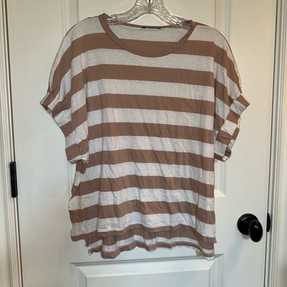 Sisley Striped Tan and White Women's Top